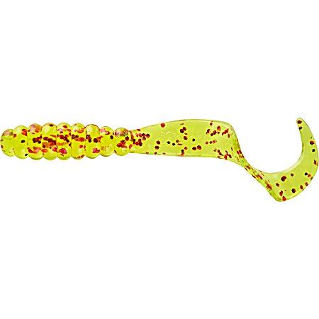 Chartreuse Red Flake Meeny Curly Tail Grub