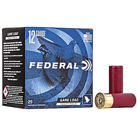 12 Gauge Game Load Upland Heavy Field 2-3/4'' 7.5 Shot Shotshells - 25 Rounds