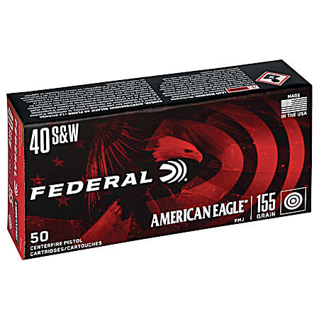.40 S&W American Eagle 155 Grain FMJ Handgun Cartridges - 50 Rounds