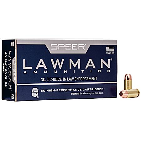 .40 S&W Lawman Training 180 Grain TMJ Handgun Cartridges - 50 Rounds