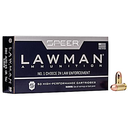 .380 Auto Lawman Training 95 Grain TMJ Handgun Cartridges - 50 Rounds