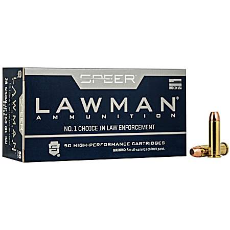 .38 Special +P Lawman Handgun Training 158 Grain TMJ Handgun Cartridges - 50 Rounds