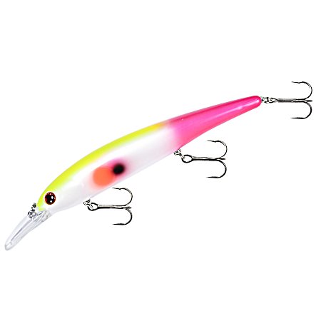 White Yellow Pink Tail Walleye Shallow Crankbait