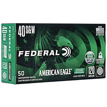 .40 S&W American Eagle 120 Grain Indoor Range Training Pistol Cartridges - 50 Rounds