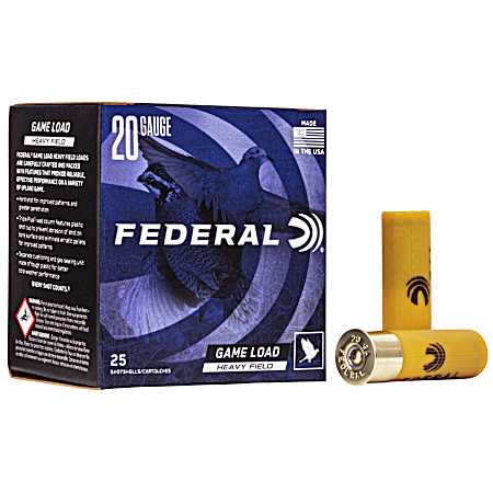 20 Gauge Game Load Upland Heavy Field 2-3/4'' 7.5 Shot Shotshells - 25 Rounds