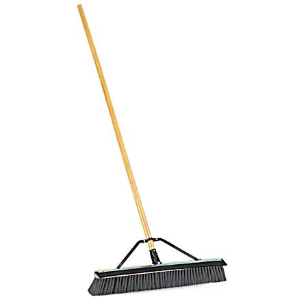 24 in Gray Assembled Outdoor Push Broom w/ Squeegee