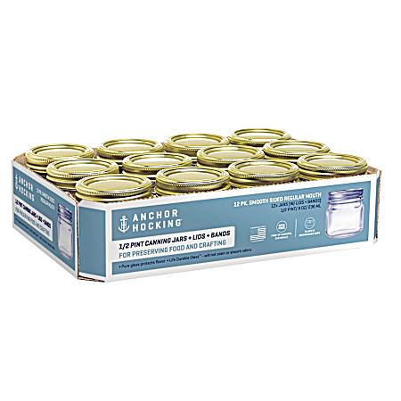 Half Pint Clear Regular Mouth Canning Jars - 12 pk