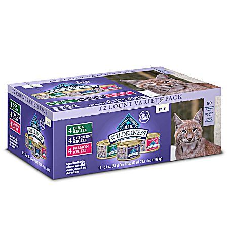 Wilderness Adult Duck/Chicken/Salmon Pate Variety Pack Wet Cat Food - 12 pk
