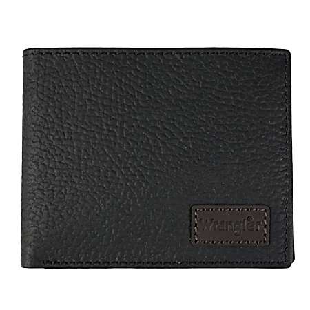 Men's Black Bifold Wallet w/ Leather Patch