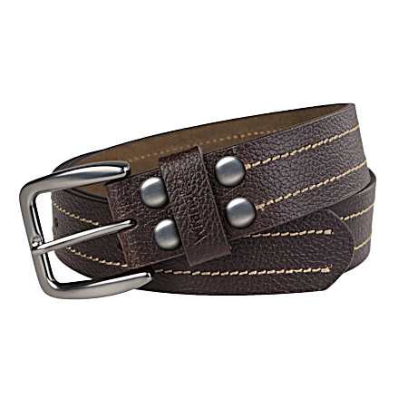 Men's Brown 2 Row Center Stitch Belt