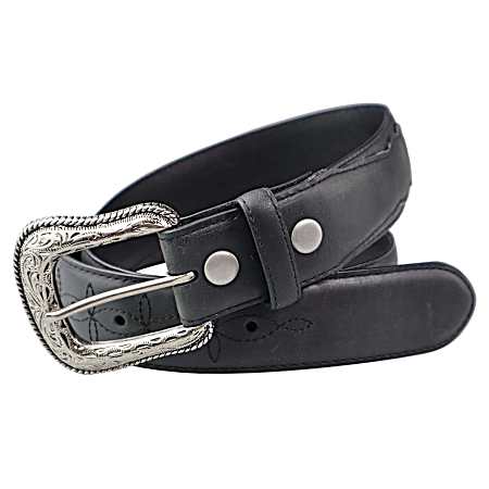 Men's Black Crazyhorse Western Billet Belt