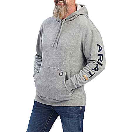 Men's Heather Grey/Navy Logo Graphic Pullover Hoodie