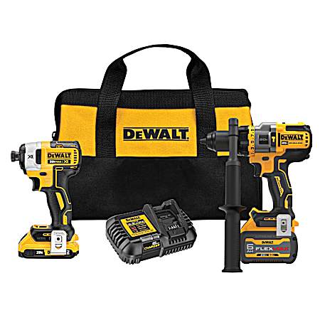 20V MAX Brushless Cordless Hammer Drill/Driver w/ FLEXVOLT ADVANTAGE & 3-Speed Impact Driver Combo Kit