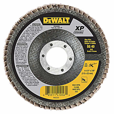 DEWALT DWA8280 40G T29 Xp Ceramic Flap Disc, 4-1/2