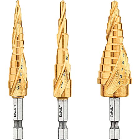 3-piece Impact Ready Titanium Nitride Coating Step Drill Bit Set