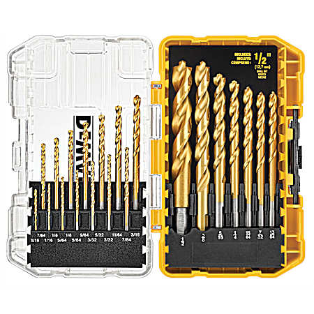 Pilot Point Titanium Nitride Coated Drill Bit Set - 21 Pc