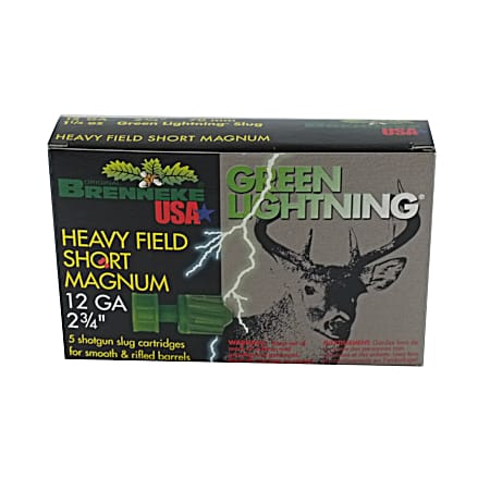 Green Lightning Slug 12 Ga Ammunition - 5 Rounds