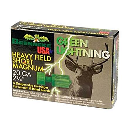 Green Lightning Slug 20 Ga Ammunition - 5 Rounds