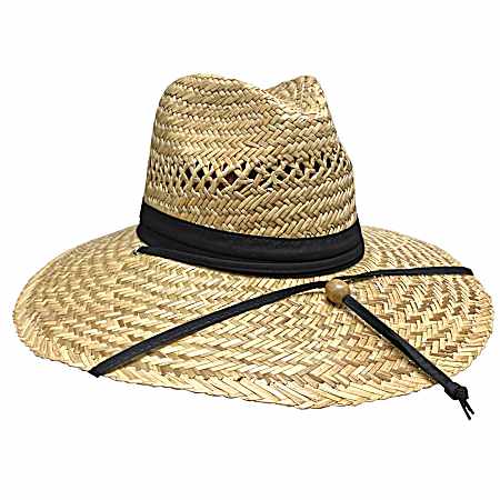 Adult Wave Rider Natural/Black Lindu Straw Lifeguard Hat