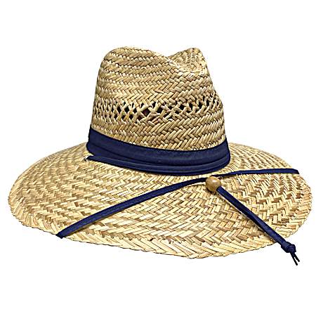 Adult Wave Rider Natural/Navy Lindu Straw Lifeguard Hat