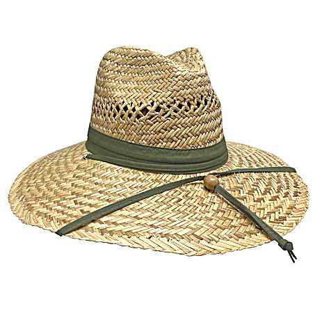 Adult Wave Rider Natural/Olive Lindu Straw Lifeguard Hat