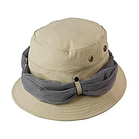 Adult Buzz Off Khaki Boonie Hat w/ Mesh Netting