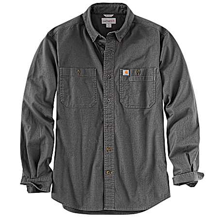 Men's Big & Tall Rigby Rugged Flex Gravel Button Front Long Sleeve Shirt