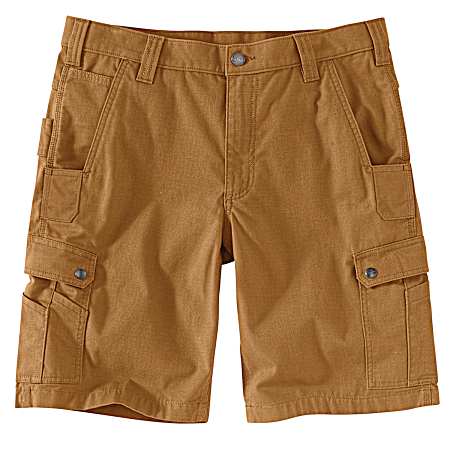 Men's Rugged Flex Relaxed Fit Ripstop Brown Cargo Work Shorts