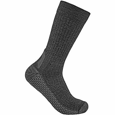 Men's Force Grid Grey Midweight Synthetic-Merino Wool Blend Crew Socks