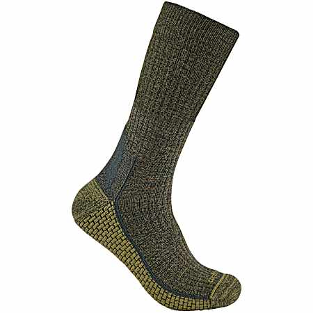 Men's Force Grid Olive Midweight Synthetic-Merino Wool Blend Crew Socks