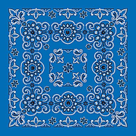 Adult Royal Blue/White Texas Paisley Print Bandanna Extra Large - 27 in x 27 in