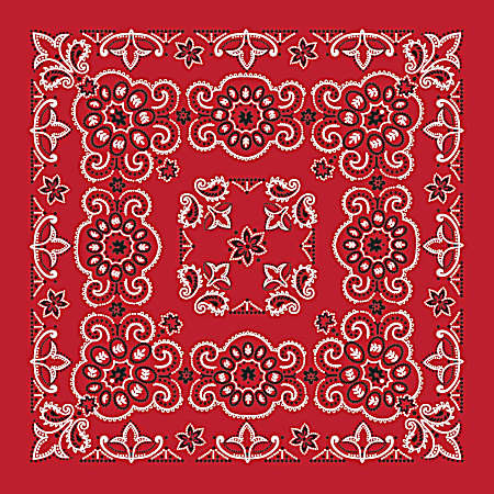 Adult Red/White Texas Paisley Print Bandanna Extra Large - 27 in x 27 in