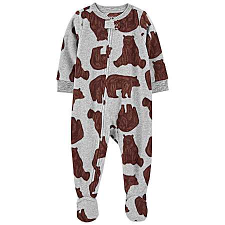 Infant Gray/Brown Bear Print Sleep-N-Play
