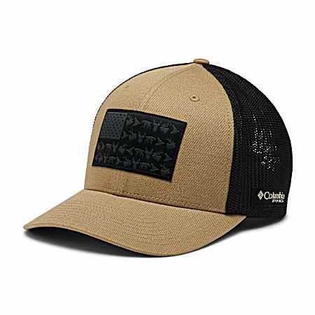Adult Tan/Black Wildgame Flag High Profile Mesh Back Ball Cap