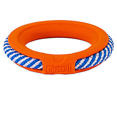 Orange/Blue/White FetchTug Dog Toy Ring