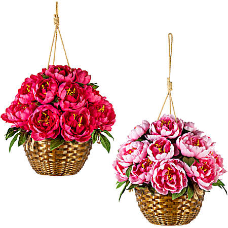 15 in Peony Hanging Basket - Assorted