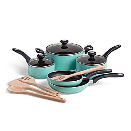 Aqua Nonstick Aluminum Cookware Set - 12 Pc