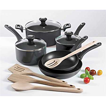 Gray Nonstick Aluminum Cookware Set - 12 Pc