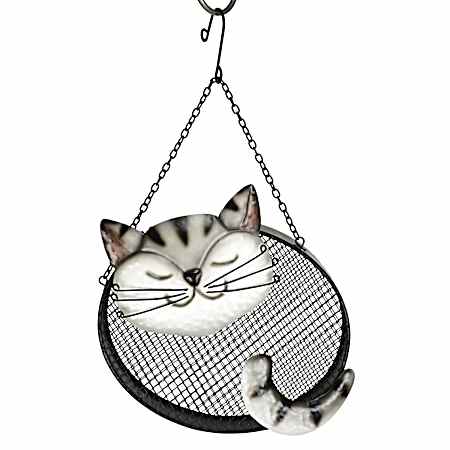 Black & White Cat Mesh Bird Feeder