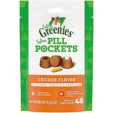 Pill Pockets Tablet & Capsule Size Chicken Flavor Cat Treats 1.6 oz