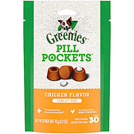 Pill Pockets Tablet Size Chicken Flavor Dog Treats 3.2 oz