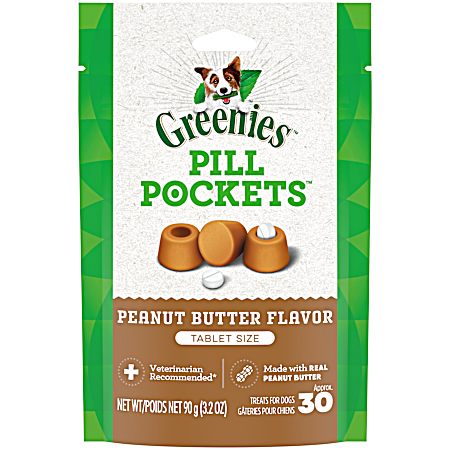 Pill Pockets Tablet Size Peanut Butter Flavor Dog Treats 3.2 oz