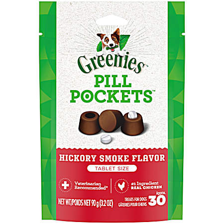 Pill Pockets Tablet Size Hickory Smoke Flavor Dog Treats 3.2 oz