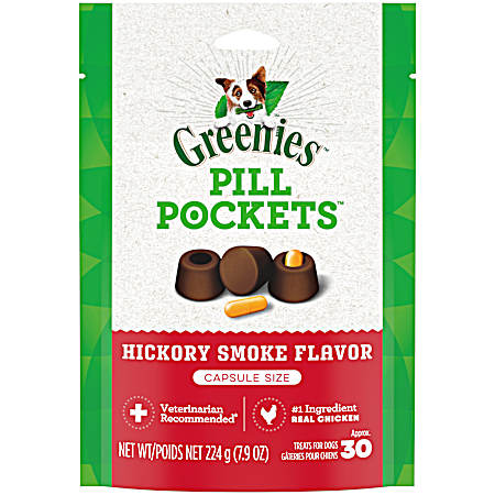 Pill Pockets Tablet Size Hickory Smoke Flavor Dog Treats 7.9 oz