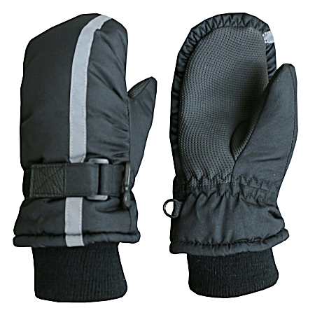 Toddler's Black/Silver Waterproof Mittens