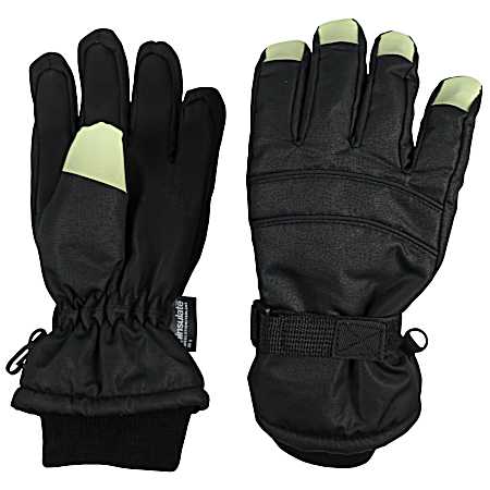 Kids Black Reflector Waterproof Gloves