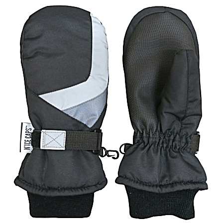 Kids Black Waterproof Mittens