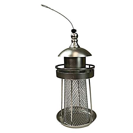 Silver Lighthouse Bird Feeder