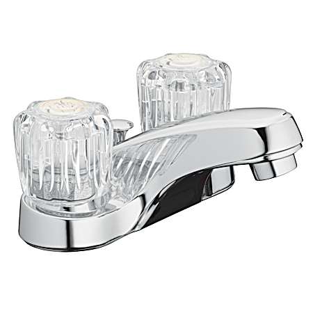4 in Chrome Two Handle Bath Faucet w/Pop Up Drain Assembly