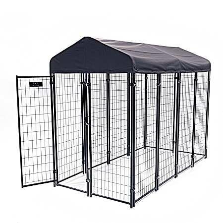Gray Villa Dog Kennel w/ Cover
